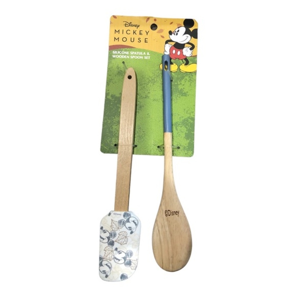 Disney Mickey Mouse 2piece spoon spatula silicon & wood cooking and mixing set